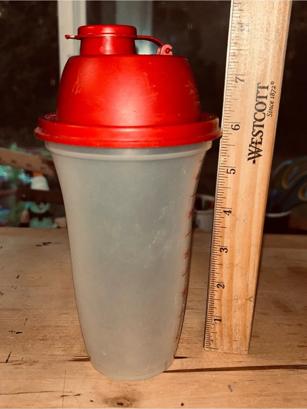 Vintage Tupperware #844 Quick Shaker Clear Blender with Red Lid No Insert